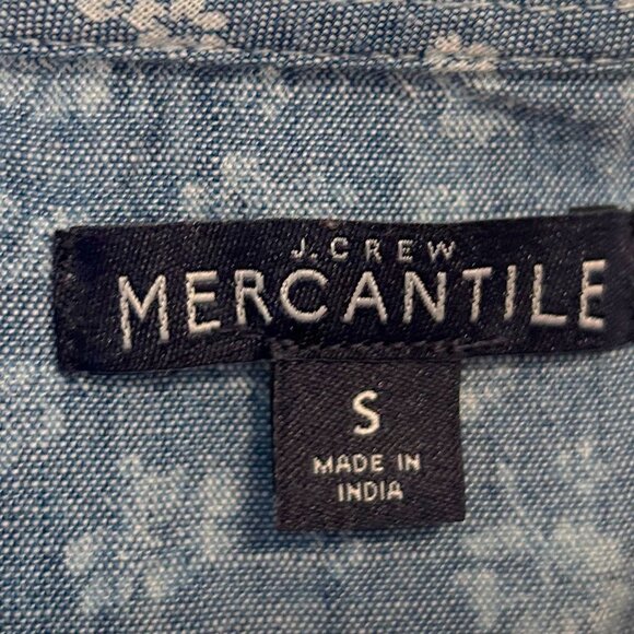 J. Crew Mercantile blue chambray floral print faux wrap dress - Picture 4 of 11
